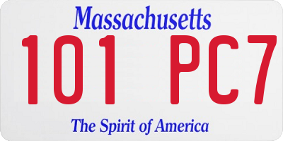 MA license plate 101PC7