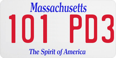 MA license plate 101PD3