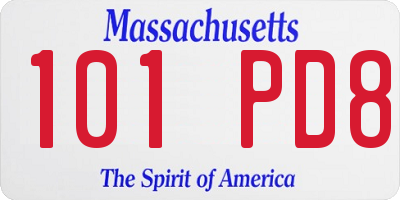 MA license plate 101PD8