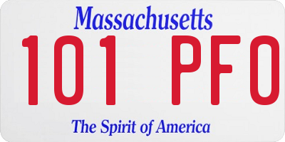 MA license plate 101PF0