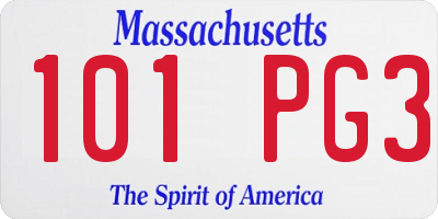 MA license plate 101PG3