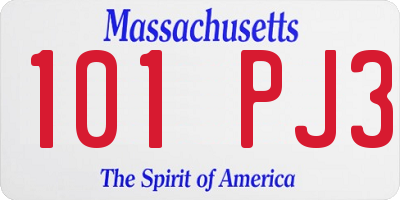 MA license plate 101PJ3