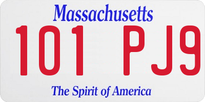 MA license plate 101PJ9