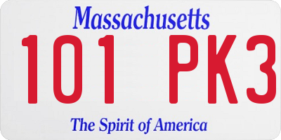 MA license plate 101PK3