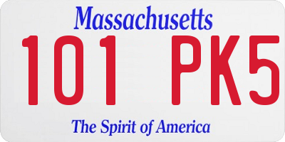 MA license plate 101PK5