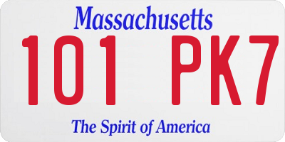 MA license plate 101PK7