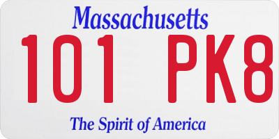 MA license plate 101PK8