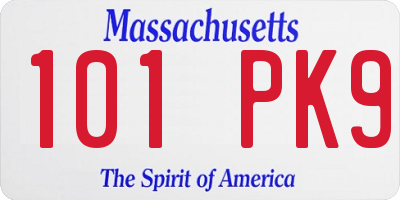 MA license plate 101PK9