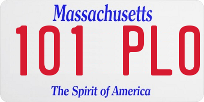 MA license plate 101PL0