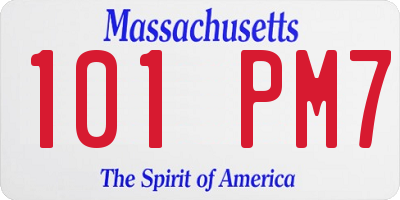 MA license plate 101PM7