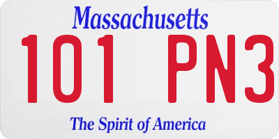 MA license plate 101PN3