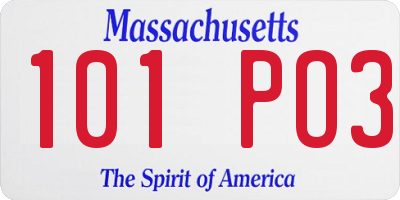 MA license plate 101PO3