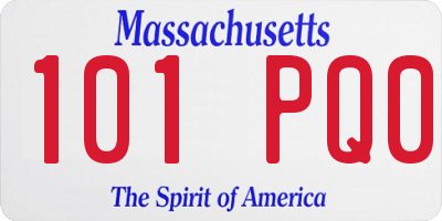 MA license plate 101PQ0