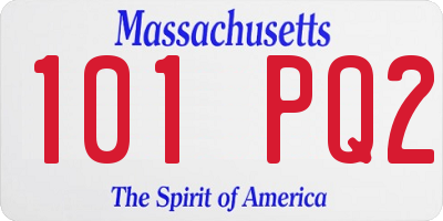 MA license plate 101PQ2