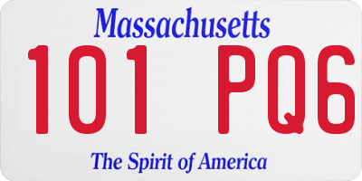 MA license plate 101PQ6