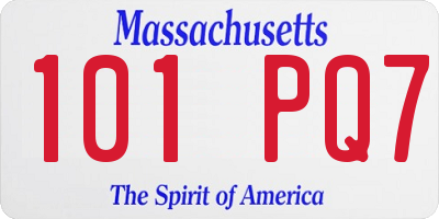 MA license plate 101PQ7