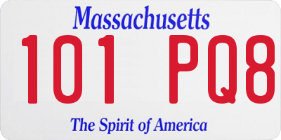 MA license plate 101PQ8