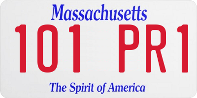 MA license plate 101PR1