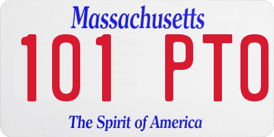 MA license plate 101PT0