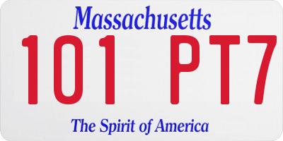 MA license plate 101PT7