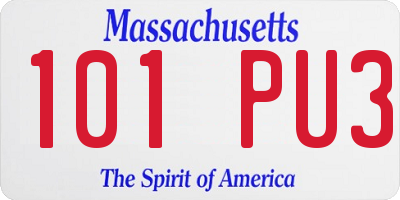 MA license plate 101PU3