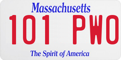 MA license plate 101PW0