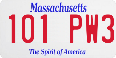 MA license plate 101PW3