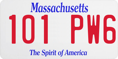 MA license plate 101PW6