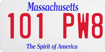 MA license plate 101PW8