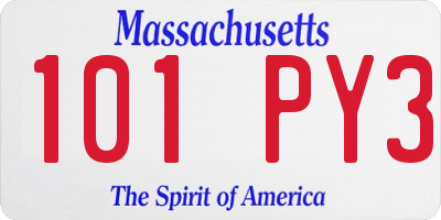 MA license plate 101PY3