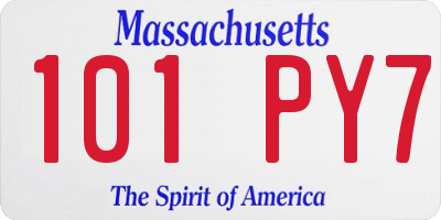 MA license plate 101PY7