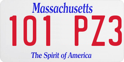 MA license plate 101PZ3