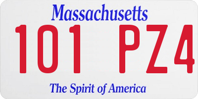 MA license plate 101PZ4