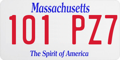 MA license plate 101PZ7