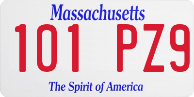 MA license plate 101PZ9