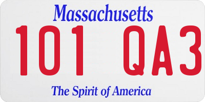 MA license plate 101QA3