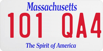 MA license plate 101QA4