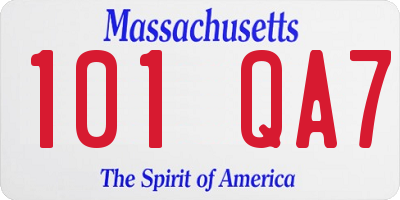 MA license plate 101QA7