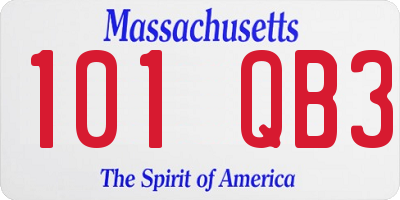 MA license plate 101QB3