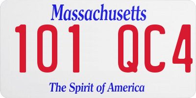 MA license plate 101QC4