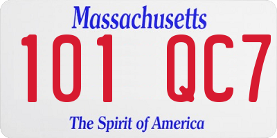 MA license plate 101QC7