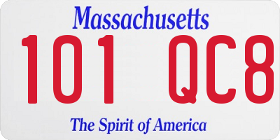 MA license plate 101QC8