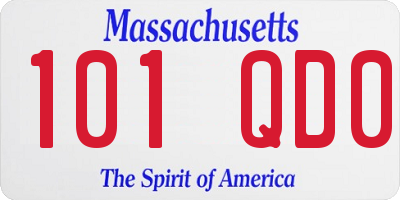 MA license plate 101QD0