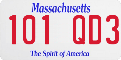 MA license plate 101QD3