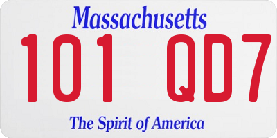 MA license plate 101QD7