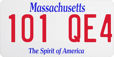 MA license plate 101QE4