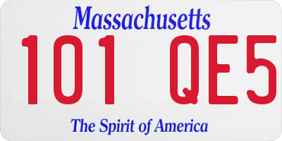 MA license plate 101QE5