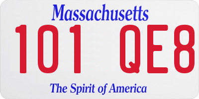 MA license plate 101QE8