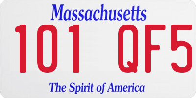 MA license plate 101QF5