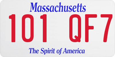 MA license plate 101QF7